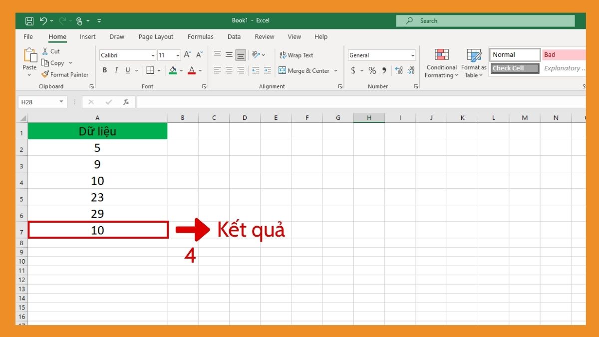Cách tính trung vị trong Excel bằng hàm MEDIAN bước 3