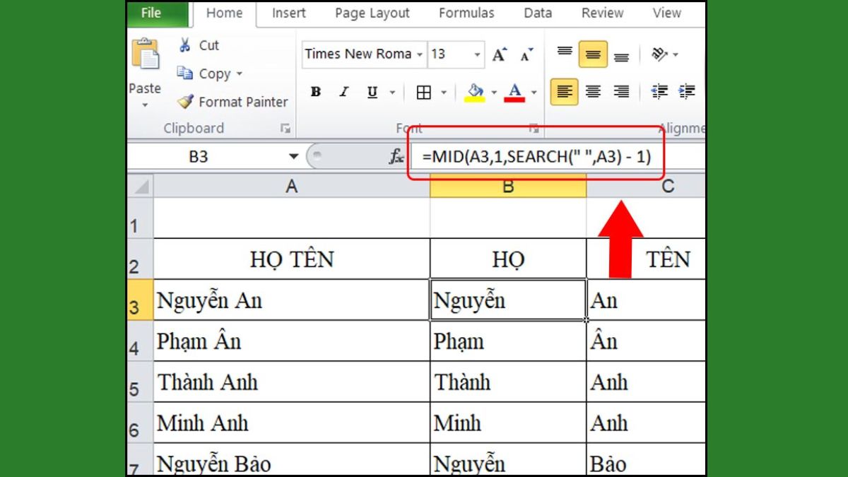Hàm MID trong excel dùng để làm gì?