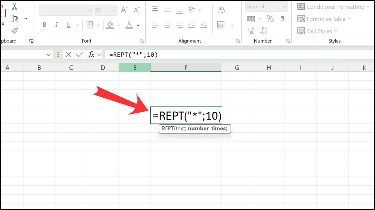 Cú pháp hàm REPT trong Excel