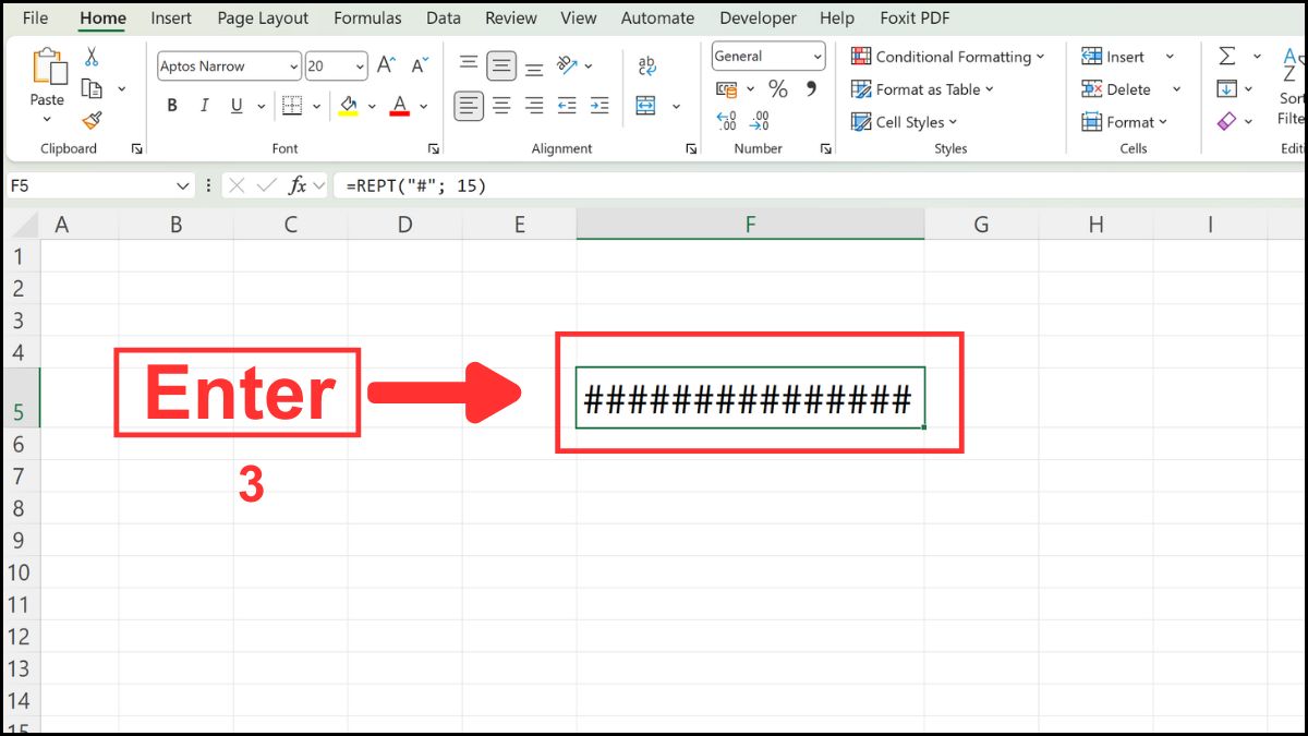 Cách sử dụng hàm REPT trong Excel bước 3