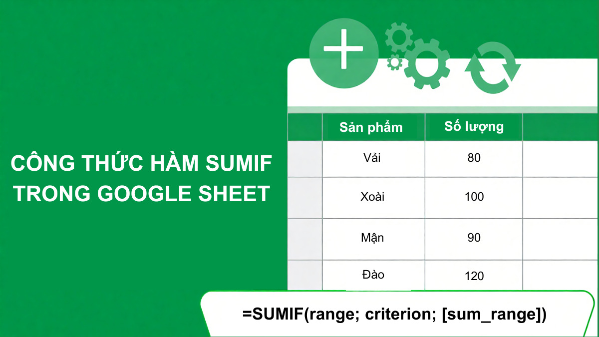 Cú pháp hàm SUMIF trong Google Sheet