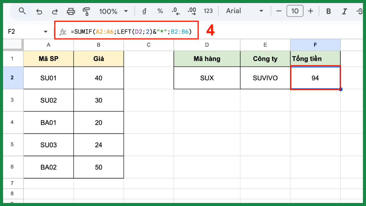 Kết hợp với hàm LEFT, RIGHT bước 4