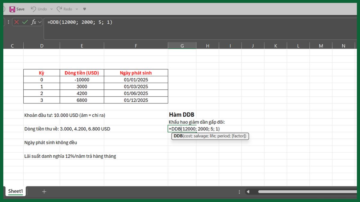 hàm tài chính trong excel hàm DDB