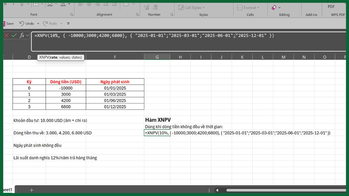 hàm tài chính trong excel hàm xnpv