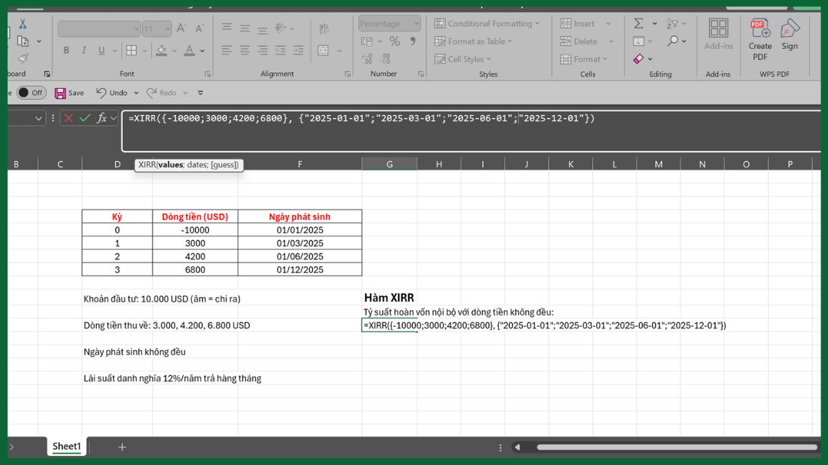 hàm tài chính trong excel hàm XIRR