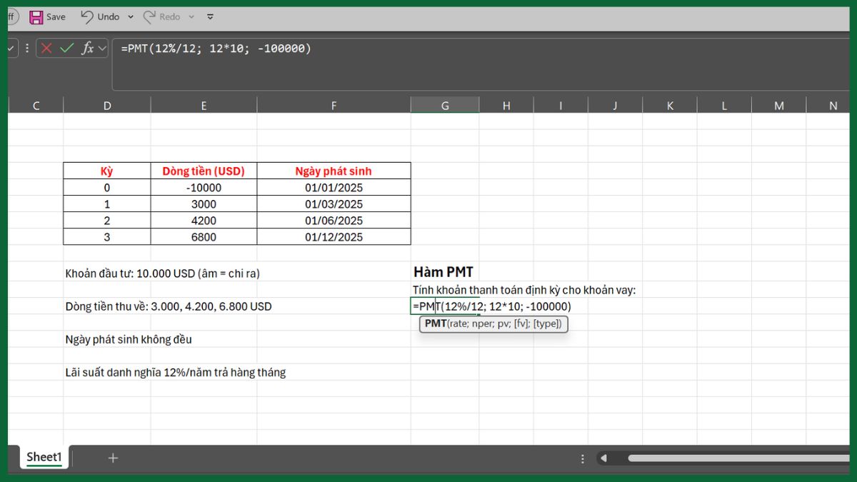 hàm tài chính trong excel hàm PMT