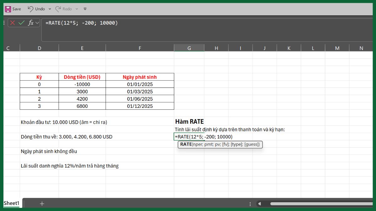 hàm tài chính trong excel hàm RATE