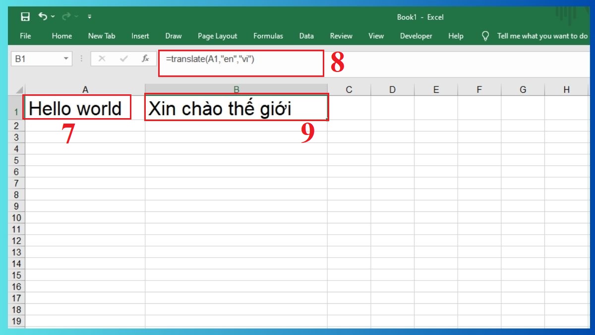 Cách dùng hàm TRANSLATE trong Excel bước 3