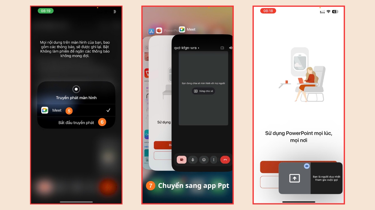 Cách trình chiếu PowerPoint trên Google Meet trên điện thoại bước 4