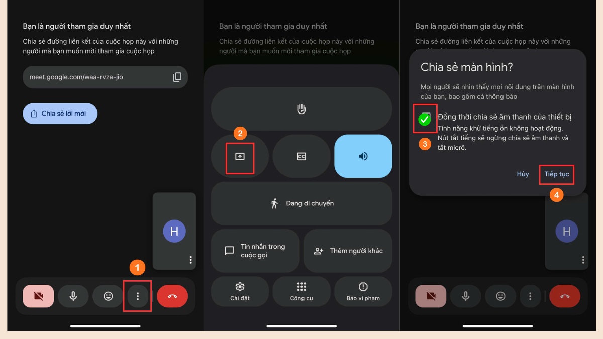 Cách trình chiếu PowerPoint trên Google Meet trên điện thoại bước 1