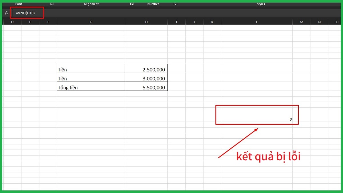Các lỗi thường gặp khác khi dùng hàm VND