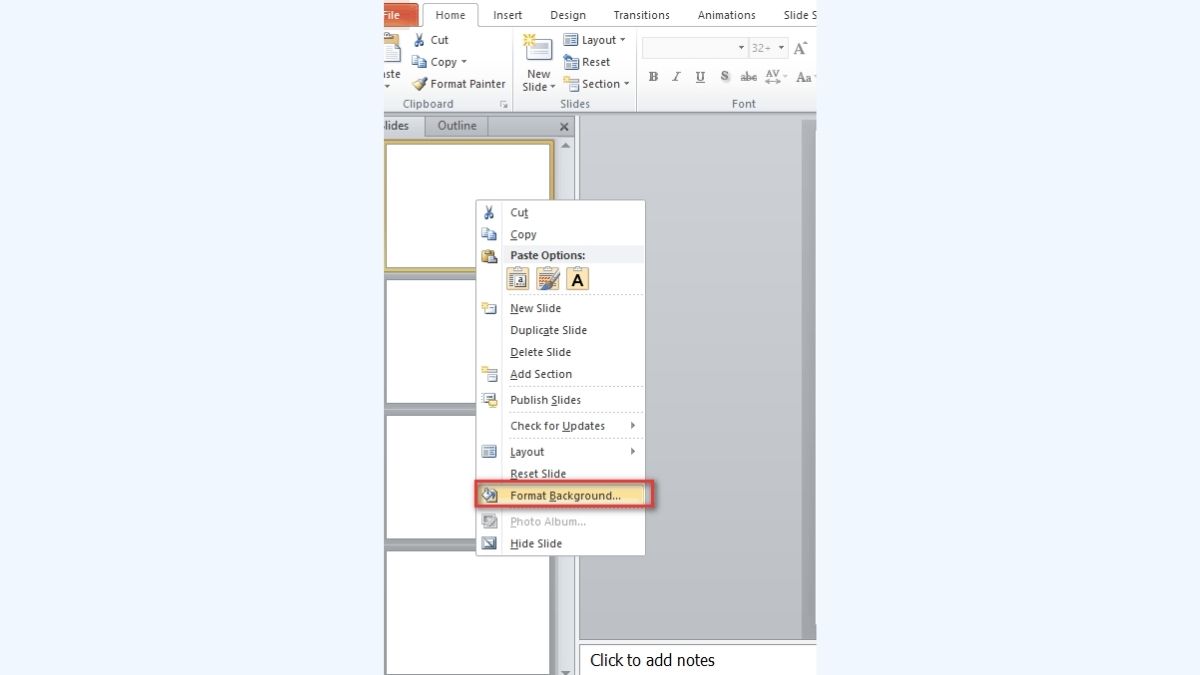 Cách thêm hình nền 3D vào PowerPoint - bước 2