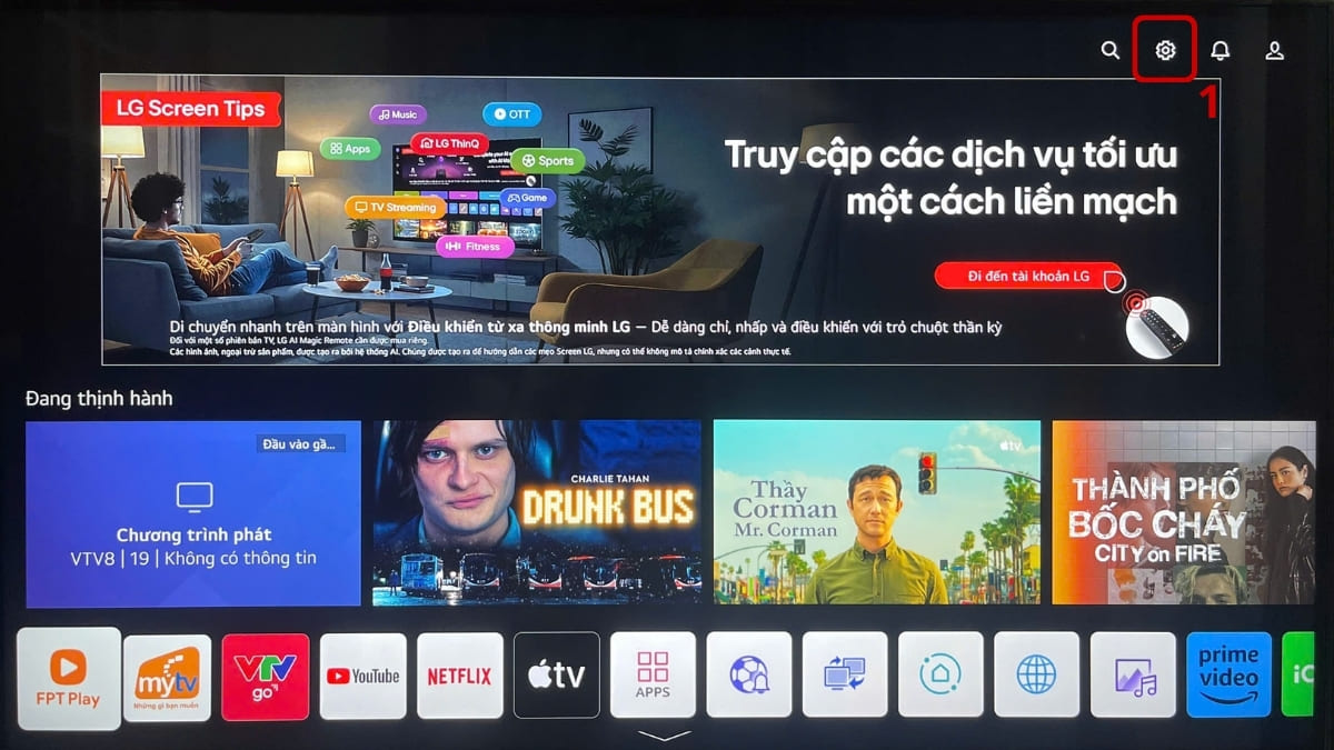 hướng dẫn chỉnh màu tivi LG trên LG Smart bước 1