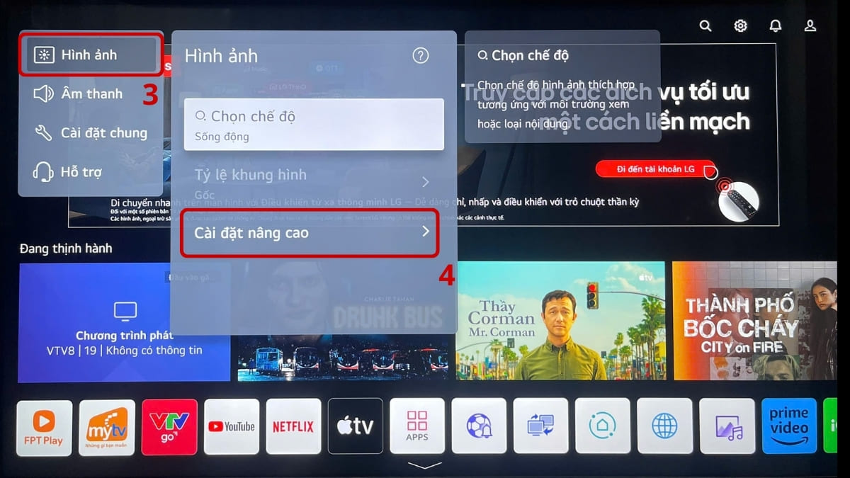 hướng dẫn chỉnh màu tivi LG trên LG Smart bước 3