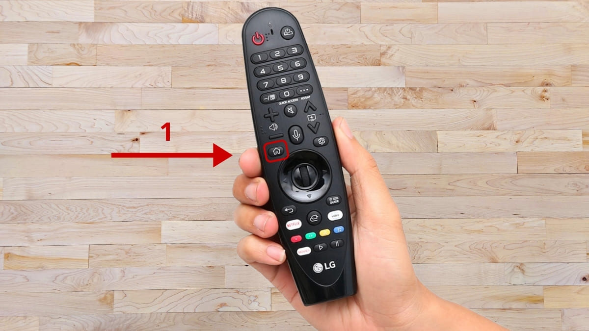 Hướng dẫn sử dụng điều khiển thông minh tivi LG để vào ứng dụng bước 1