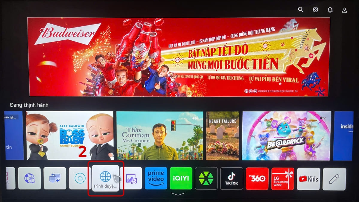 Hướng dẫn sử dụng điều khiển thông minh tivi LG để vào ứng dụng bước 2