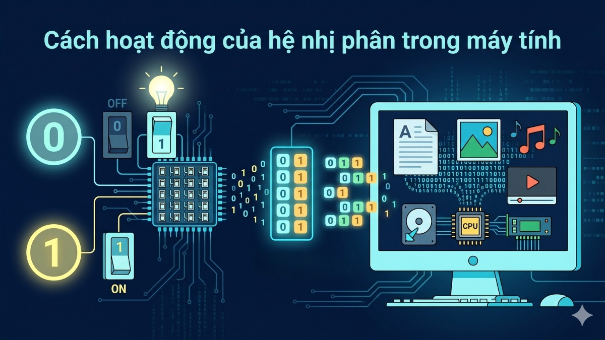 Cách hoạt động của hệ nhị phân trong máy tính