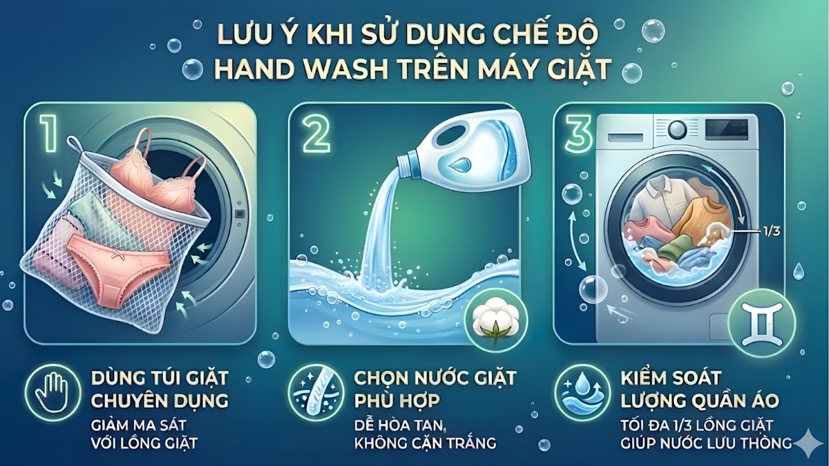 Một số lưu ý khi sử dụng chế độ Hand Wash trên máy giặt