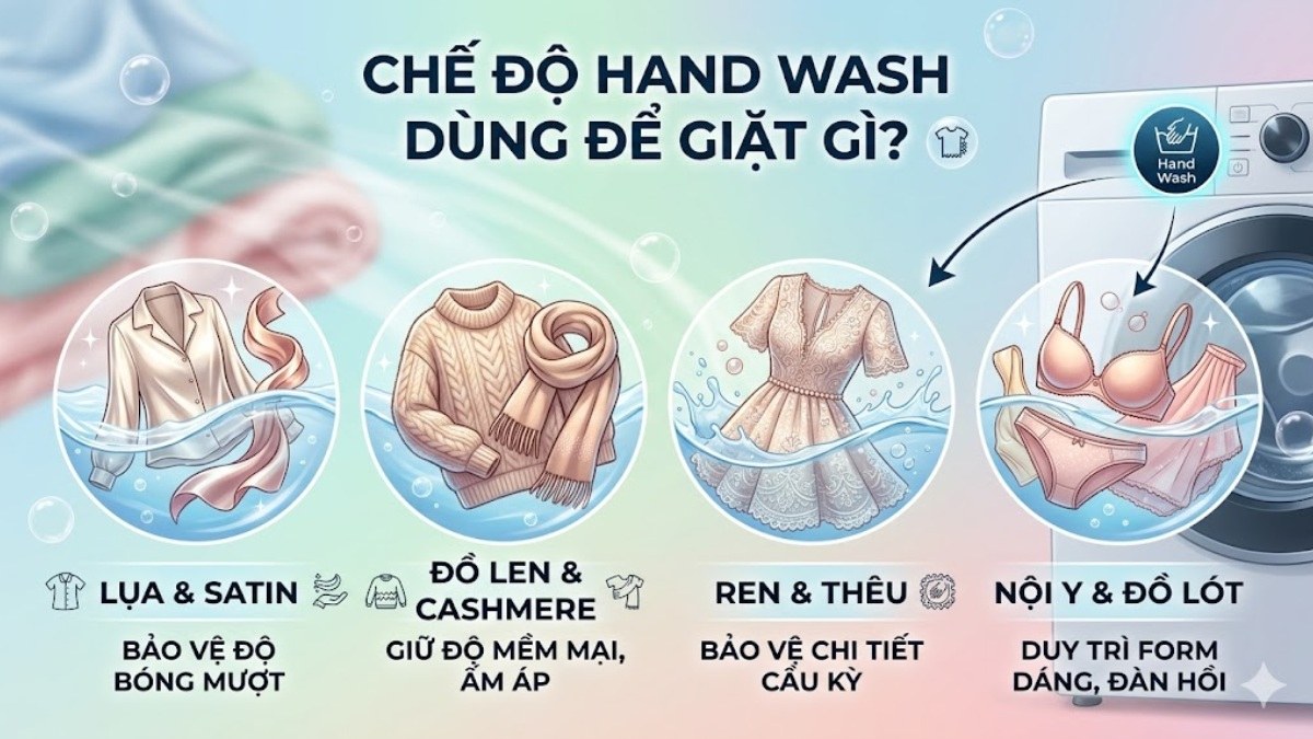 hand wash trong máy giặt là gì, dùng để làm gì