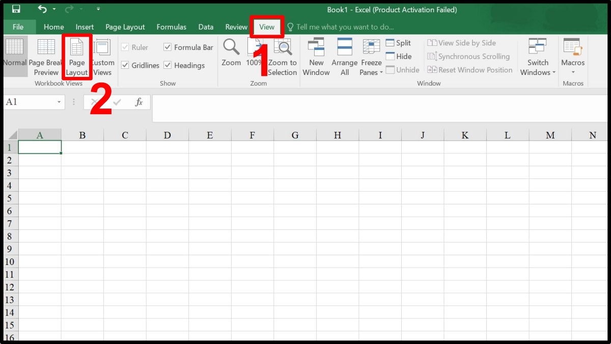 cách tạo Header and Footer trong Excel qua normal view bước 1