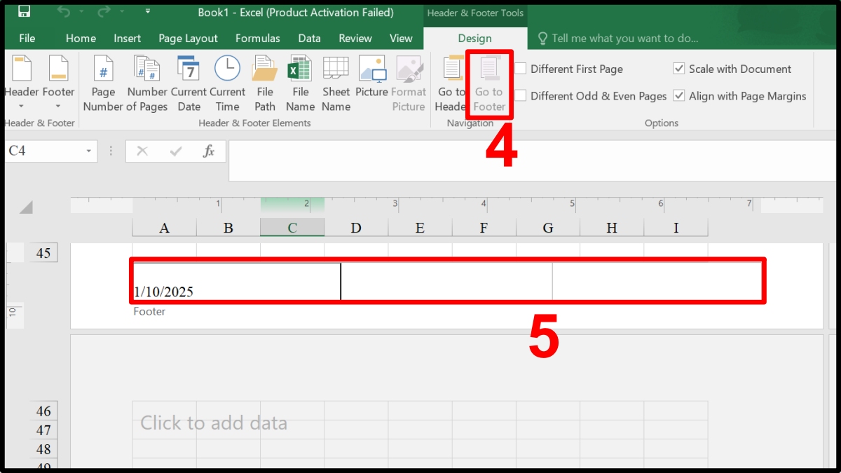 cách tạo Header and Footer trong Excel qua normal view bước 3