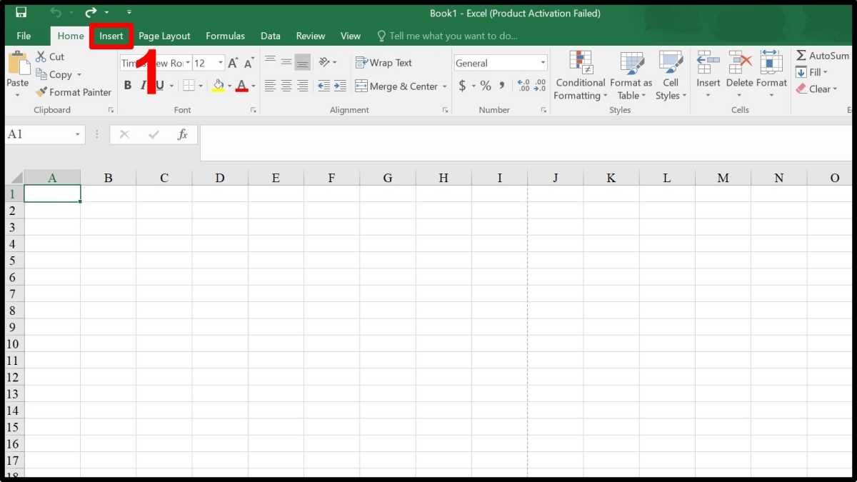 cách tạo Header and Footer trong Excel qua insert bước 1