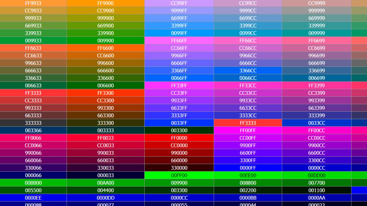Mã màu hex trong thiết kế website