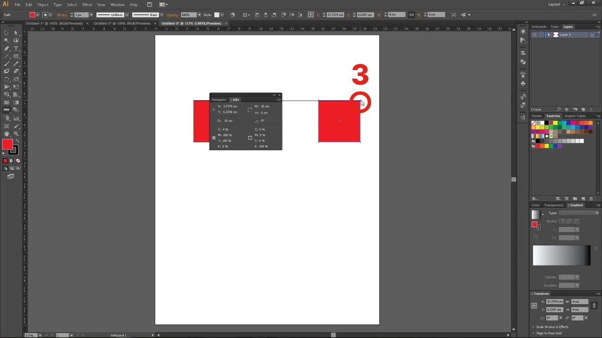 Cách hiển thị kích thước trong Illustrator bằng công cụ đo - bước 3