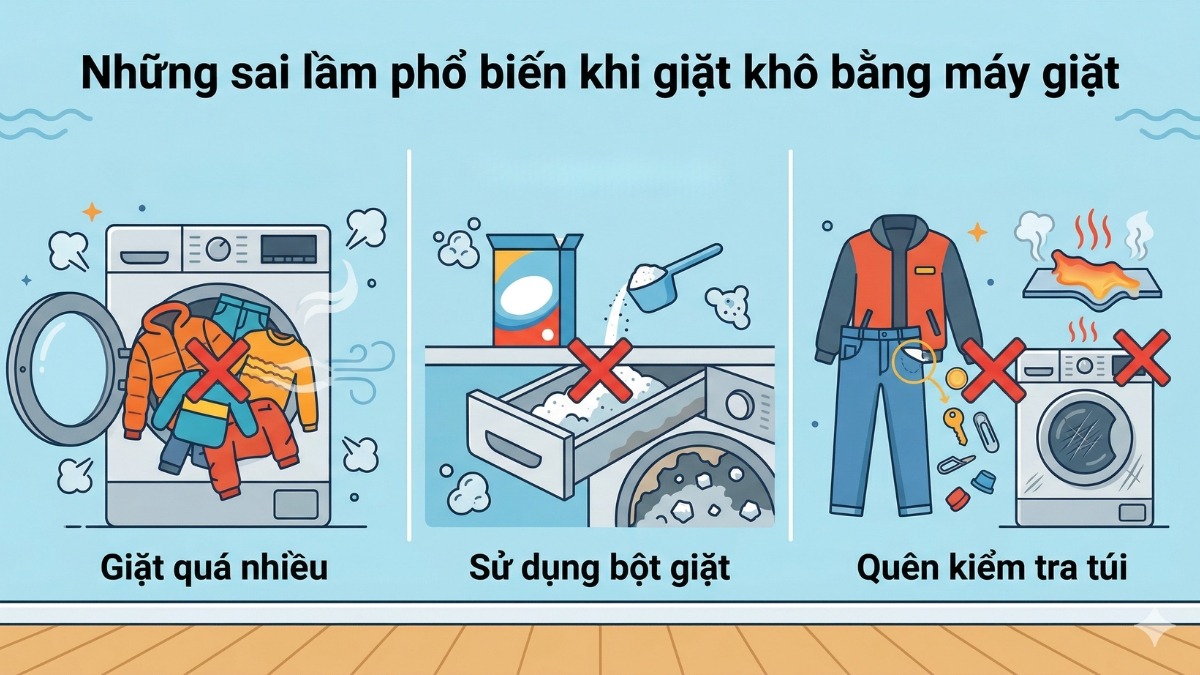 Những sai lầm phổ biến khi giặt khô bằng máy giặt