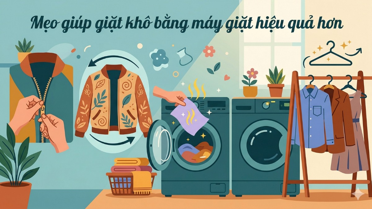 Mẹo giúp giặt khô bằng máy giặt hiệu quả hơn