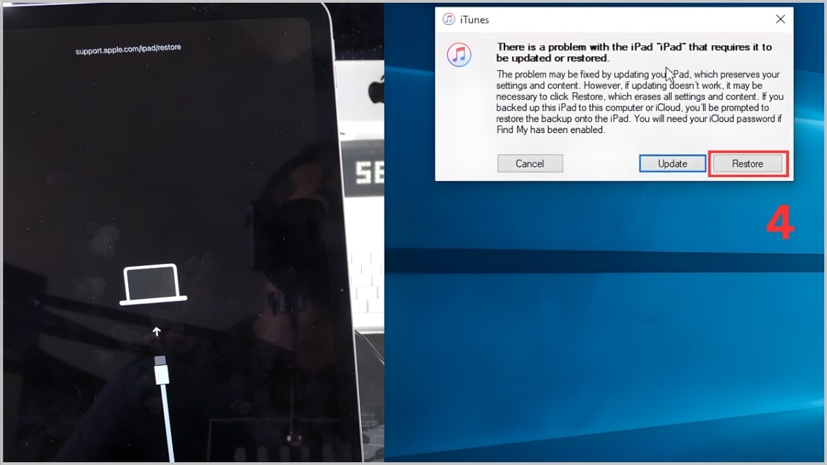 khắc phục lỗi màn hình iPad Air 2 bằng cách restore phần mềm bước 4
