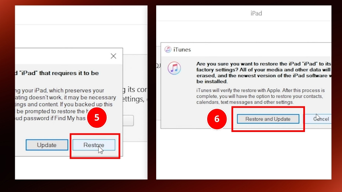 khắc phục lỗi iPad bật nguồn chỉ hiện logo rồi tắt bằng restore ipad bước 3