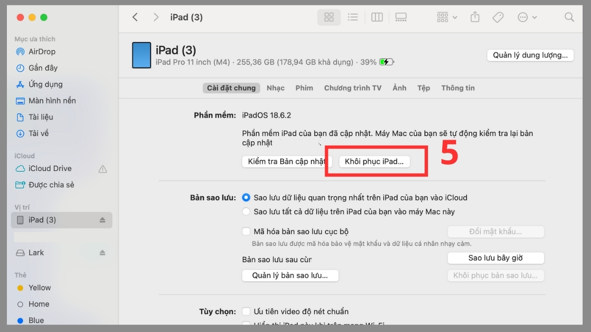 khắc phục iPad bị chậm bằng restore ipad bước 5