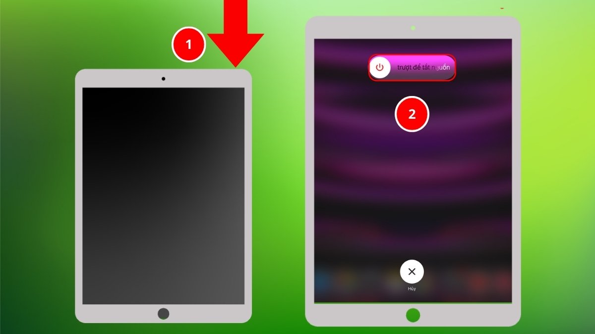 khắc phục iPad bị sọc màn hình bằng khởi động lại với nút home bước 2