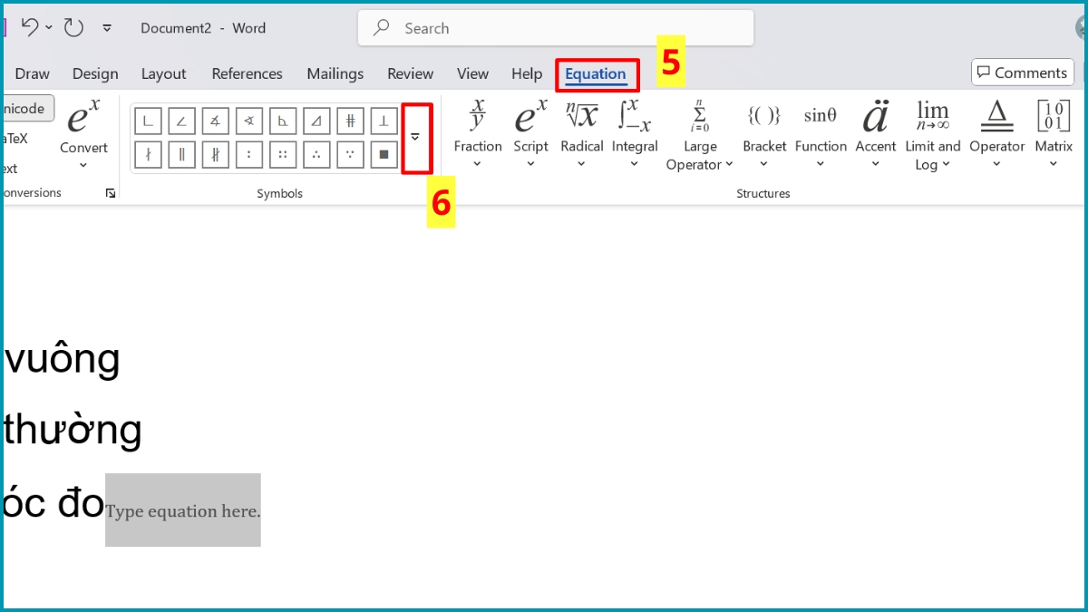 cách chèn ký hiệu góc trong Word trực tiếp bước 3