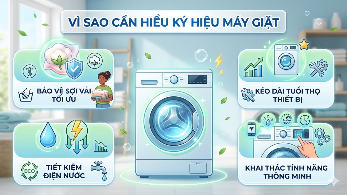 Vì sao cần hiểu ký hiệu máy giặt?