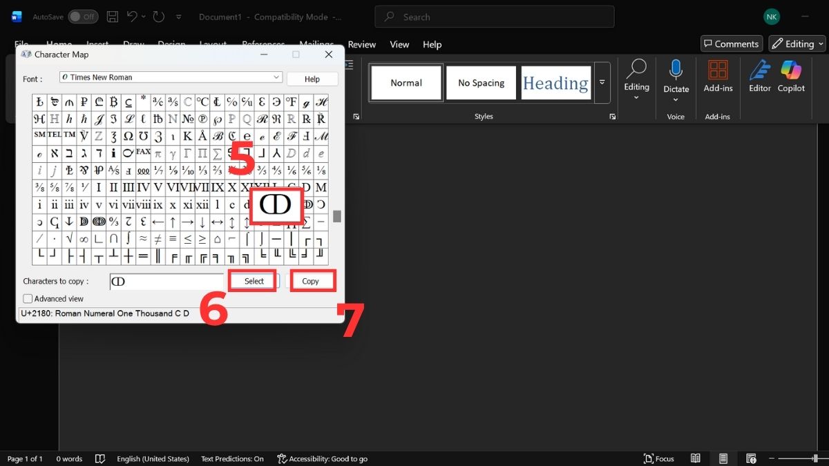 Cách chèn ký tự đặc biệt trong Word bằng character map bước 3