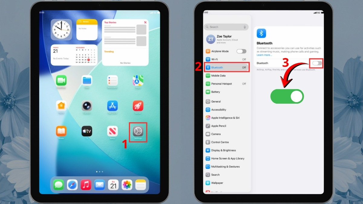 Cách kết nối chuột không với ipad loại không dây bước 1