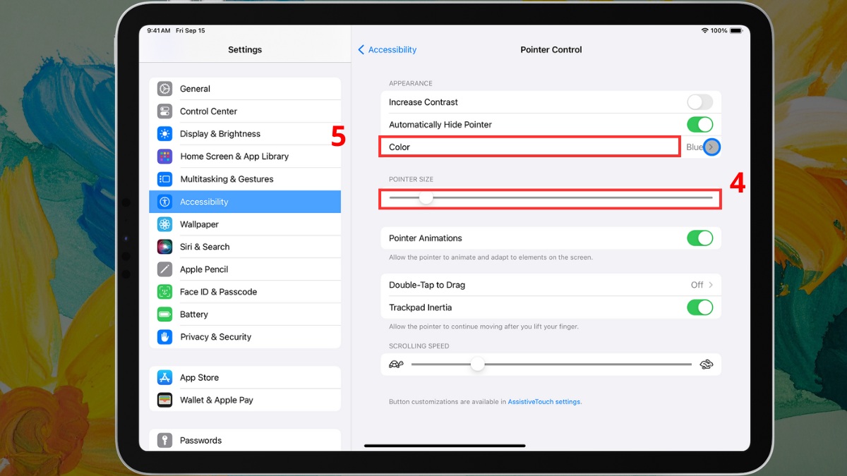cách điều chỉnh kích thước, Cách kết nối chuột không với ipad bước 2