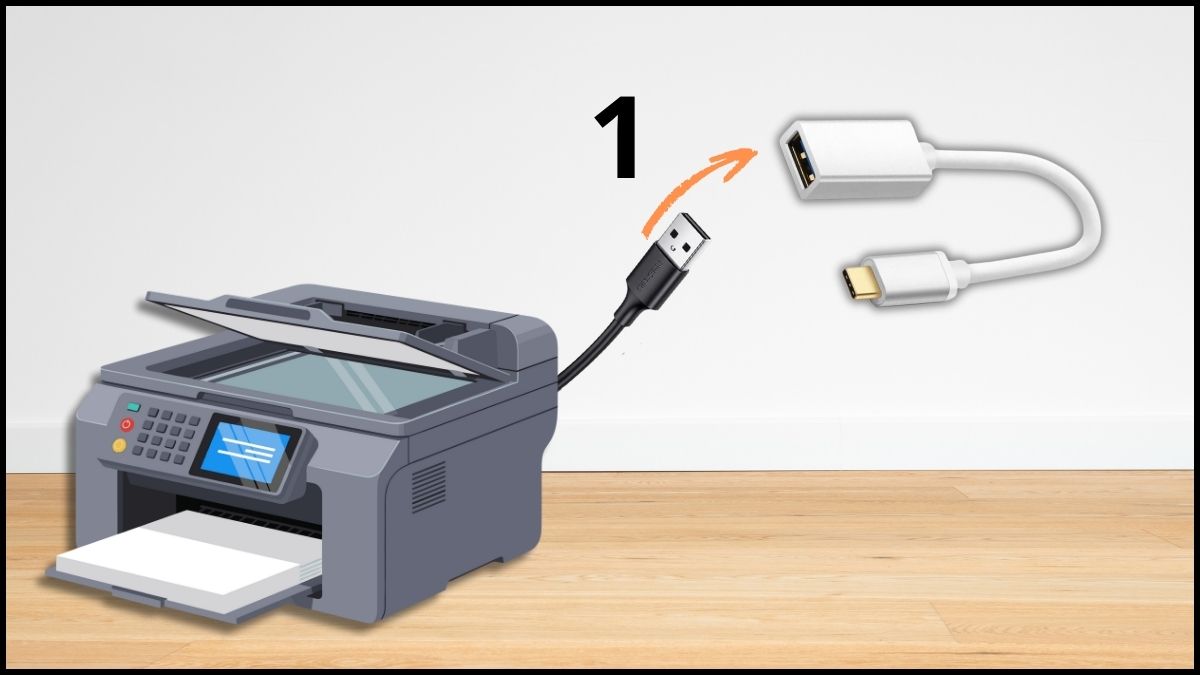 Cách kết nối iPad với máy in qua USB bằng Adapter / Hub bước 1