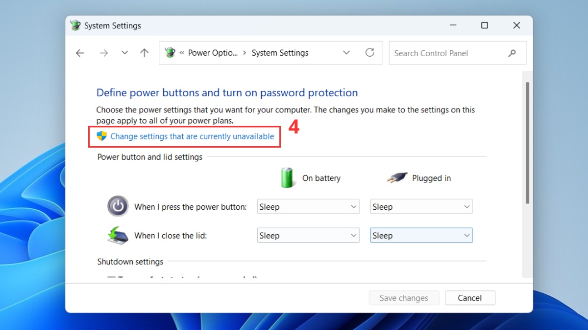 khắc phục lỗi không tắt được máy tính bằng hủy fast bootup bước 2 tiếp theo