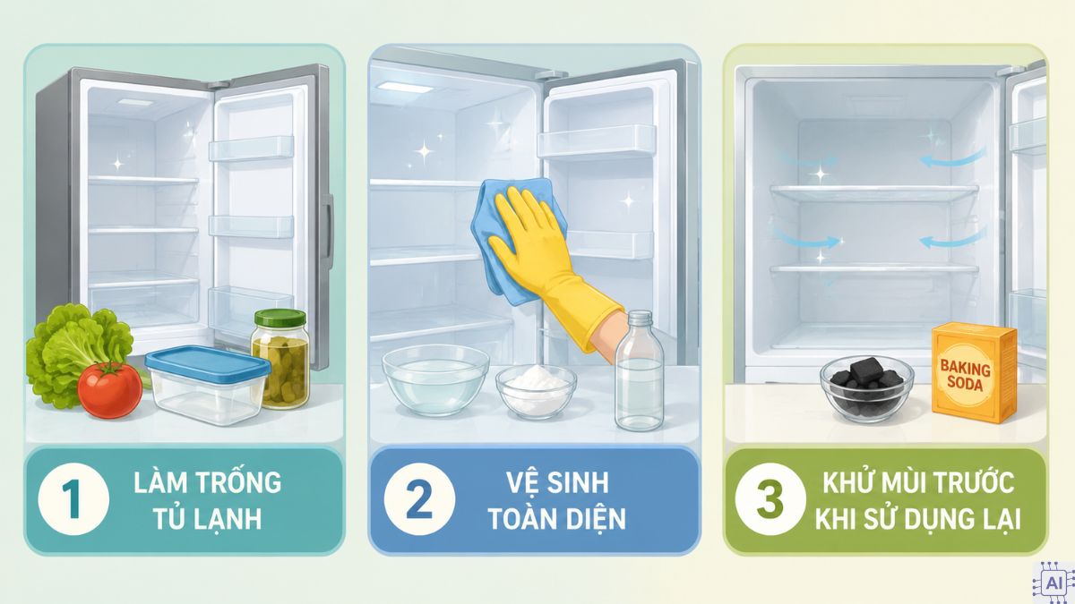 khử mùi tủ lạnh với mùi nặng bước 2