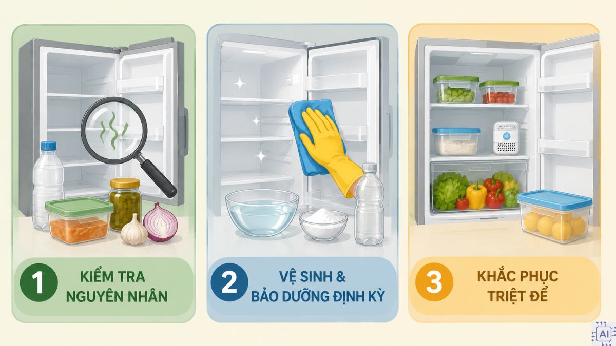 khử mùi tủ lạnh với mùi quay lại nhiều lần