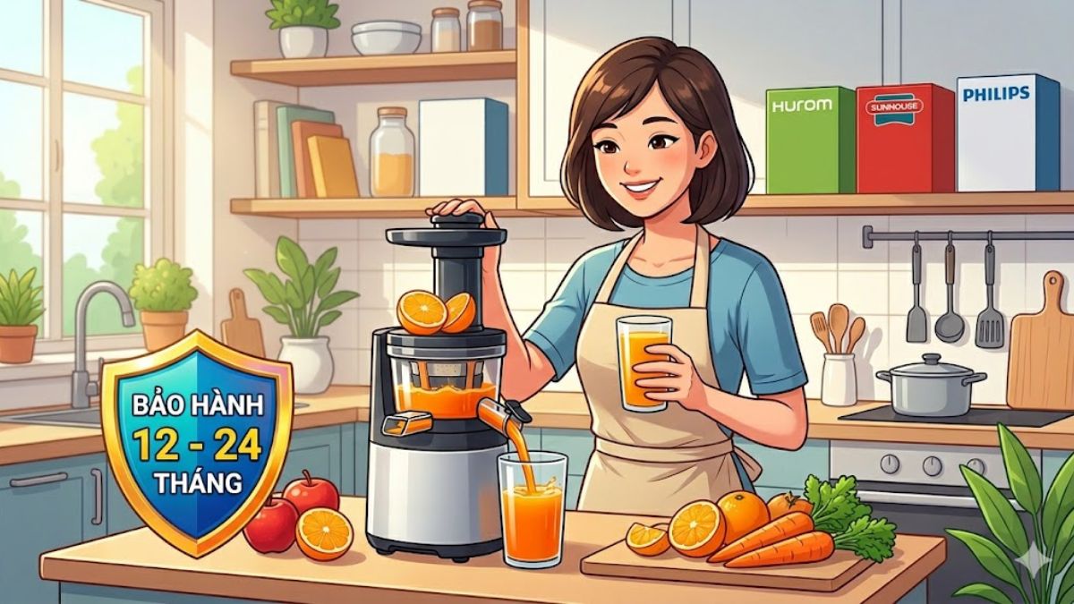 Kinh nghiệm mua máy ép chậm - thương hiệu và chế độ bảo hành