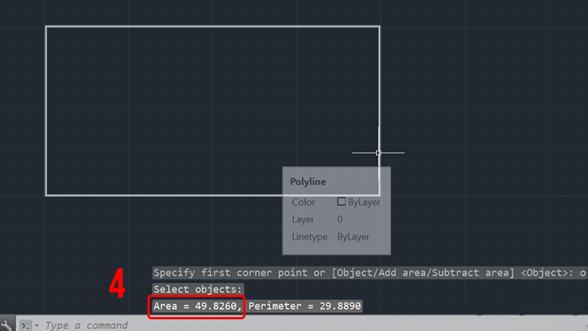cách dùng lệnh đo diện tích trong CAD bằng AREA(AR) - bước 3