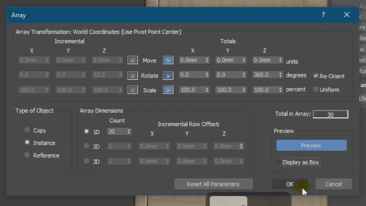 Hướng dẫn sử dụng lệnh Array trong 3ds Max - bước 5
