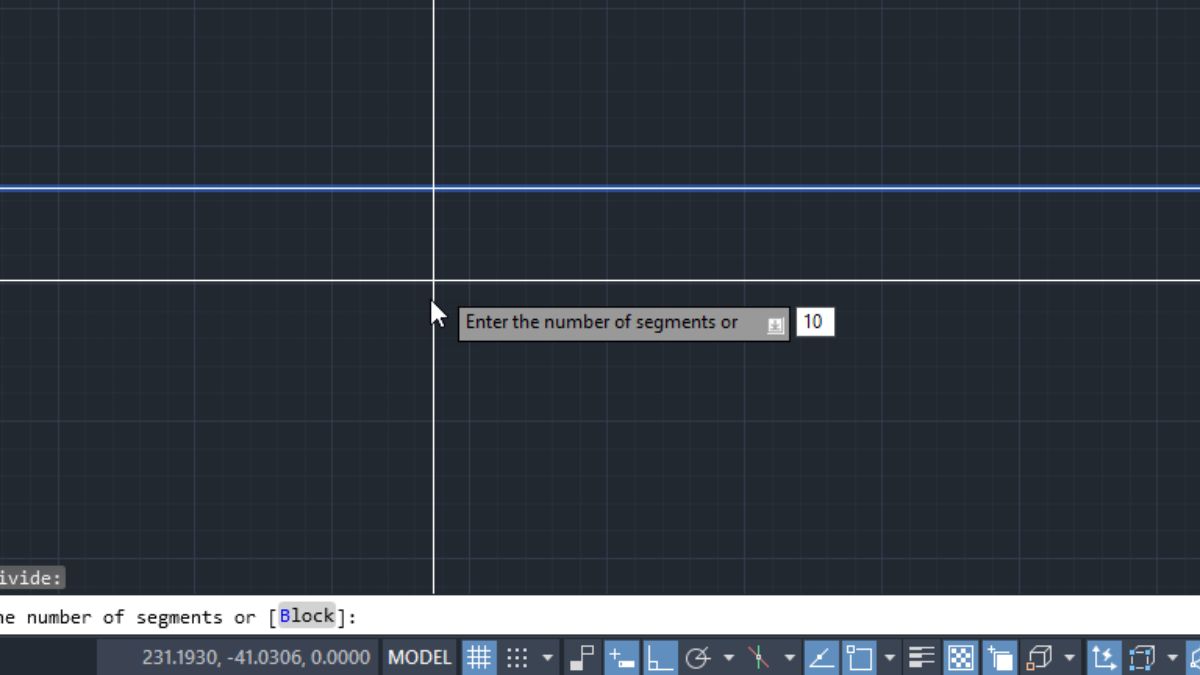 Hướng dẫn cách dùng lệnh chia đoạn thẳng trong CAD bước 2