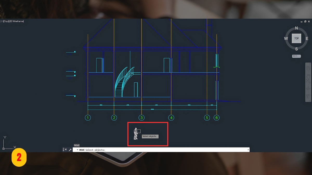 Cách sử dụng lệnh di chuyển trong CAD - bước 2