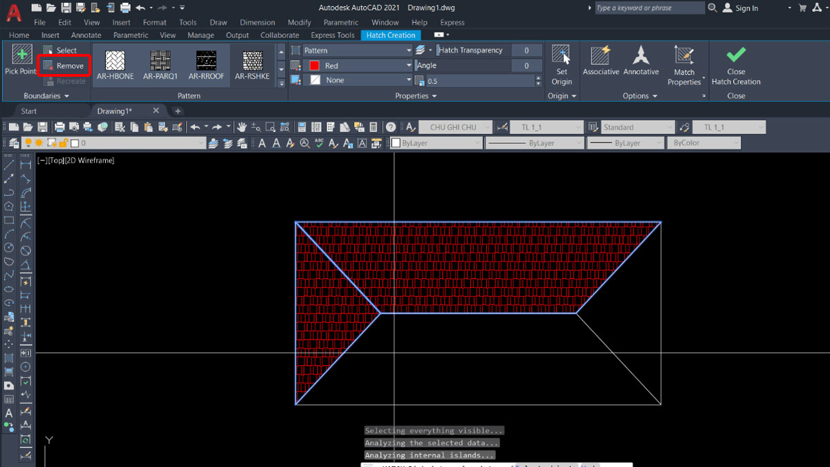 Cách sử dụng của lệnh Hatch trong CAD - bước 4