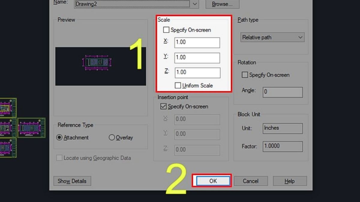 cách dùng lệnh scale trong cad đối với file Xref và hình ảnh bước 3